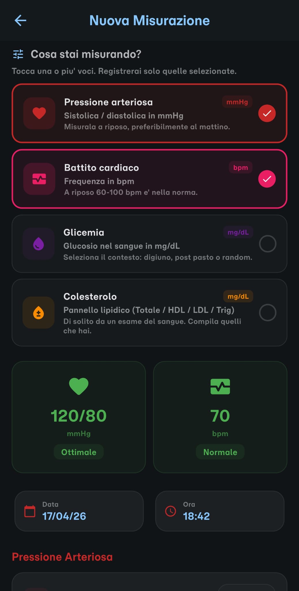 Nuova misurazione